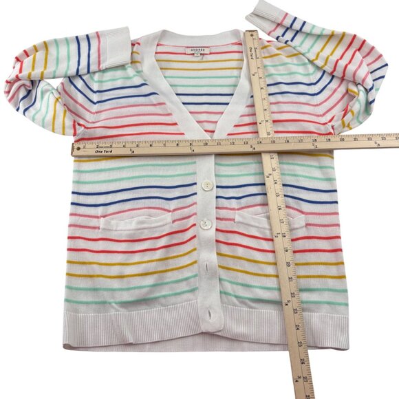 Andrée By Unit Striped Button-Front Cardigan Sweater rainbow Small Oversized - Picture 4 of 6